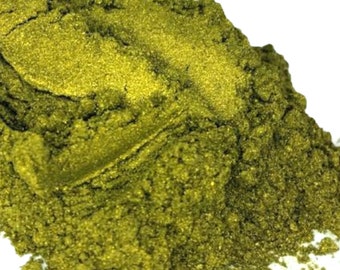 KRYPTONITE Gold Green Mica Eyeshadow, Pigmented, Vegan, Natural Ingredients, Mineral Makeup, Eyeliner, Crush Cosmetics, 5g jar