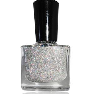 Holographic Silver Glitter Nail Polish Vegan nails free from harsh chemicals indie nail polish