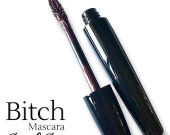 Bitch Mascara Deep Plum, High Definition, Vegan , Full Lashes, Washable, Long Wearing, Cosplay, Washable, Smudge Proof, Water Resistant