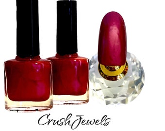 Red Nail Polish, Deep Scarlet Red, Vegan nails, free From harsh Chemicals, indie nail polish, Semi matte manicure, FORBIDDEN RED