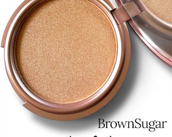 BROWN SUGAR Highlighter, light  Champagne Brown, luminous,  Compact, Summer Glow, Translucent Color, Shimmer Pressed Powder, Crush Cosmetics