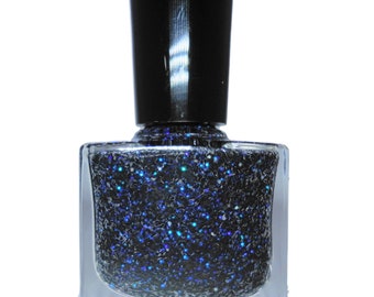 Nail Polish Velvet Revolver Iridescent Black Blue Gloss Vegan nails  free From harsh Chemicals indie nail polish Shiny glossy manicure