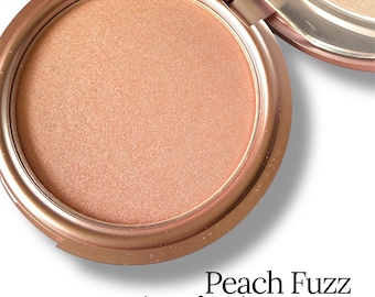 PEACH FUZZ Highlighter, light  Pink luminous Textured, Pink Compact, Summer Glow, Pale Shimmer Pressed Powder, Crush Cosmetics