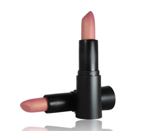 Rozegouden metallic lippenstift semi-mat, gepigmenteerde gladde romige textuur, veganistisch, natuurlijke formule, PRETTY PLEASE