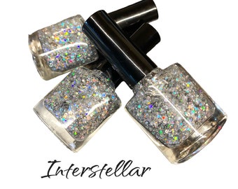 Holographic Silver Glitter Nail Polish Vegan nails free from harsh chemicals indie nail polish, multidimensional Dots