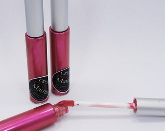 Pink Lip Gloss Vegan Mineral Makeup Lipstick Pearly  Lips Hot Pink Gold Glitter Shiny Glossy Cosmetics   PINK MARTINI