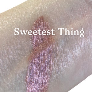 Sweetest Thing Dusty Pink Luster Shimmer Eyeshadow Mineral Makeup Vegan natural 5g Sifter Jar Peachy Pink Eye Shadow image 2