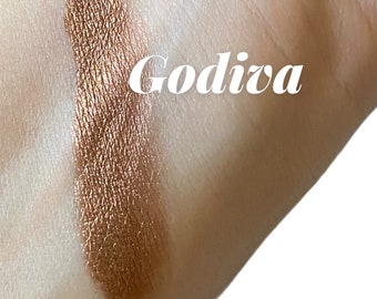 GODIVA, Metallic Brown Eyeshadow, Shimmer Taupe Gold, Vegan,  Mineral Makeup, Vegan, Pigmented, Natural Ingredients, Crush Cosmetics 10g jar