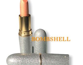 BOMBSHELL, Labial Metálico Melocotón, Champán Melocotón, Pigmentado, Vegano, Fórmula en Crema, Ingredientes Naturales, Color de Labios, Crush Cosmetics