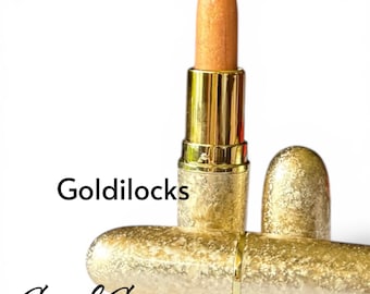 GOLDILOCKS, Golden Duo Chrome Lippenstift, Goldschimmer, Metallic-Lippenstift, Veganes Make-up, Natürliche Inhaltsstoffe, Cremige Formel, Geschmeidige Textur