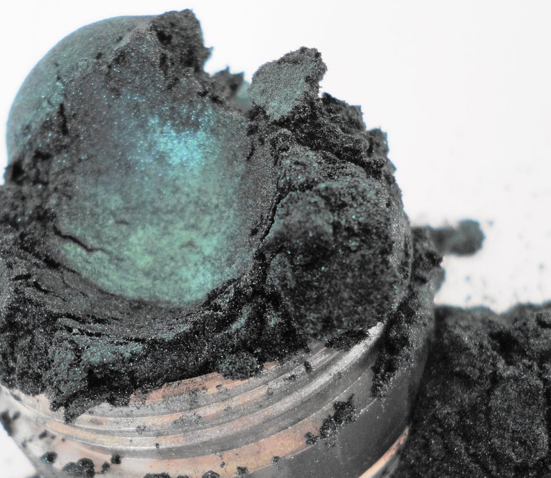 TAINTED Teal Green Metallic Eyeshadow Shimmer Luster Mineral Makeup Eye Shadow eyeliner Natural Vegan 10g Sifter image 6