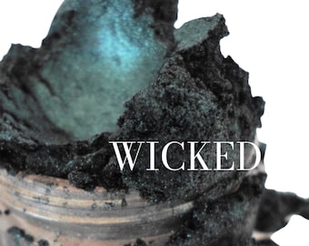 WICKED - Teal Green - Metallic - Eyeshadow -shimmer - Dark Emerald - Smokey Eyes - Mineral  Makeup - Eye Shadow  - Sifter Jar