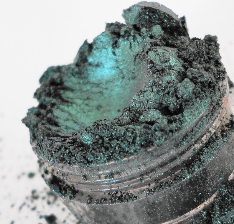 TAINTED Teal Green Metallic Eyeshadow Shimmer Luster Mineral Makeup Eye Shadow eyeliner Natural Vegan 10g Sifter image 1