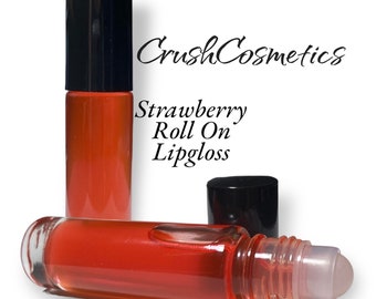 Strawberry Roll On Lipgloss-Transparent - Old Fashion 1980 Style-Liquid  Shinny  Mineral Makeup Vegan - Summer Fun