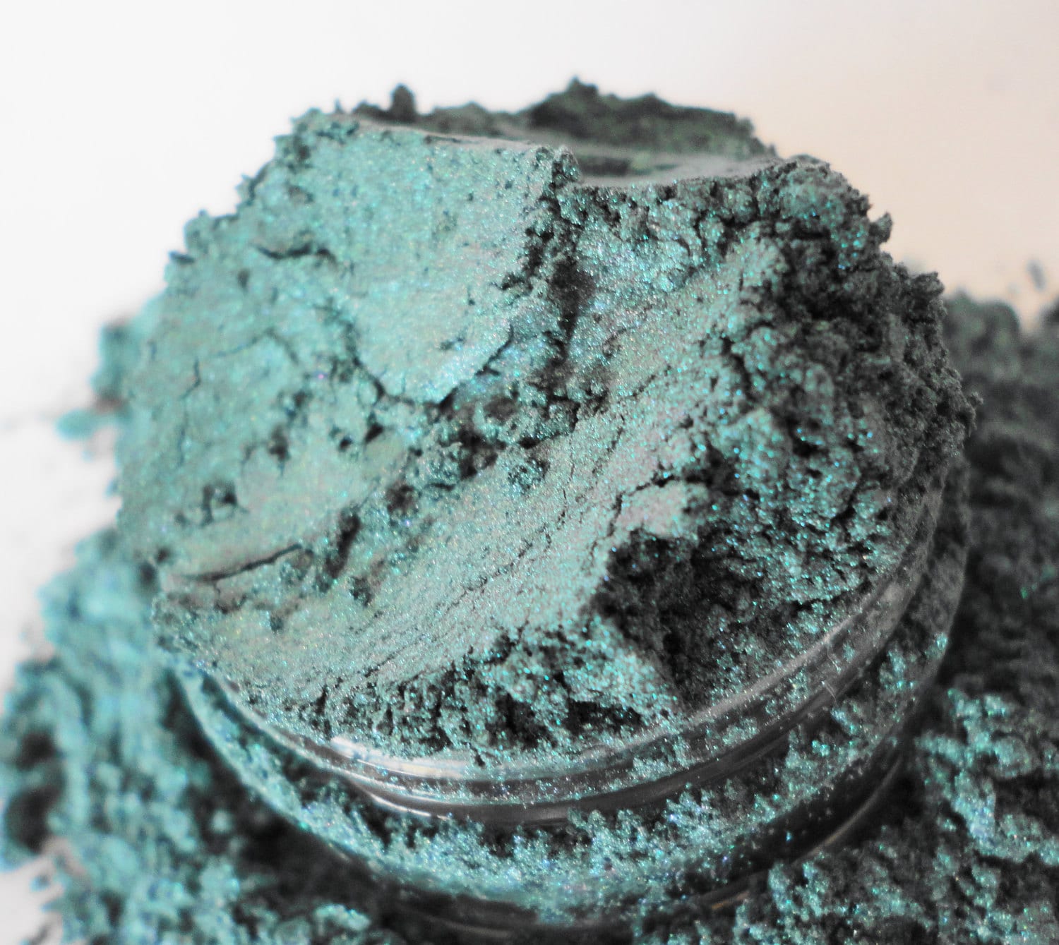 PARIS, Teal Green Eyeshadow, Vegan, Green Gold Glitter, Smokey Eye, Eyeliner, Natural Ingredients, Pigmented, Crush Cosmetics