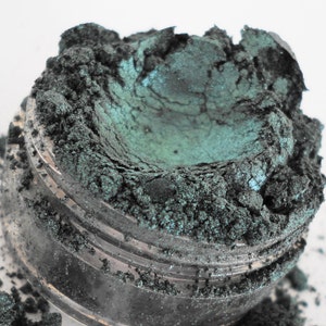 TAINTED Teal Green Metallic Eyeshadow Shimmer Luster Mineral Makeup Eye Shadow eyeliner Natural Vegan 10g Sifter image 3