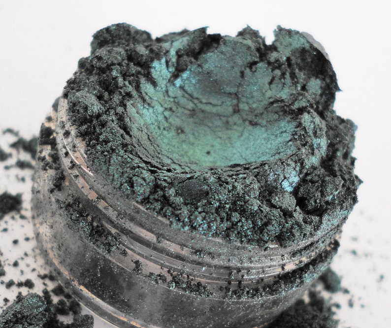 TAINTED Teal Green Metallic Eyeshadow Shimmer Luster Mineral Makeup Eye Shadow eyeliner Natural Vegan 10g Sifter image 3