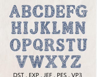 Chinoiserie Embroidery Font A–Z, Monogram Embroidery Design, Monogram Letter Embroidery File, Chinoiserie Alphabet