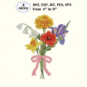 Embroidery Family Birth Flower Bouquet, Mother's Day Gift, Birth Month Flower Embroidery, Embroidery Flower Bouquet, Digital Flowers Pattern