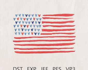 Embroidered American flag design, Patriotic USA Flag Embroidery, Fourth of July, Memorial Day