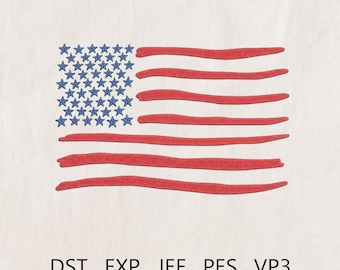 Embroidered American flag design, Patriotic USA Flag Embroidery, Fourth of July, Memorial Day