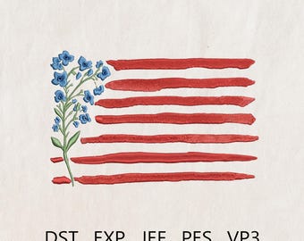 Embroidered American flag design, Patriotic USA Flag Embroidery, Fourth of July, Memorial Day