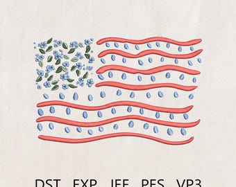 Embroidered American flag design, Patriotic USA Flag Embroidery, Fourth of July, Memorial Day