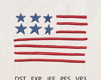 Embroidered American flag design, Patriotic USA Flag Embroidery, Fourth of July, Memorial Day