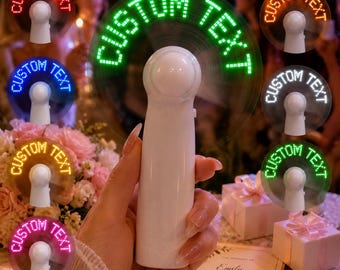 Custom Name Led Fan Personalized Message Text Mini Hand Fan Bulk Gift for Weddings Birthday Parties Concerts Baby Shower Event Favors