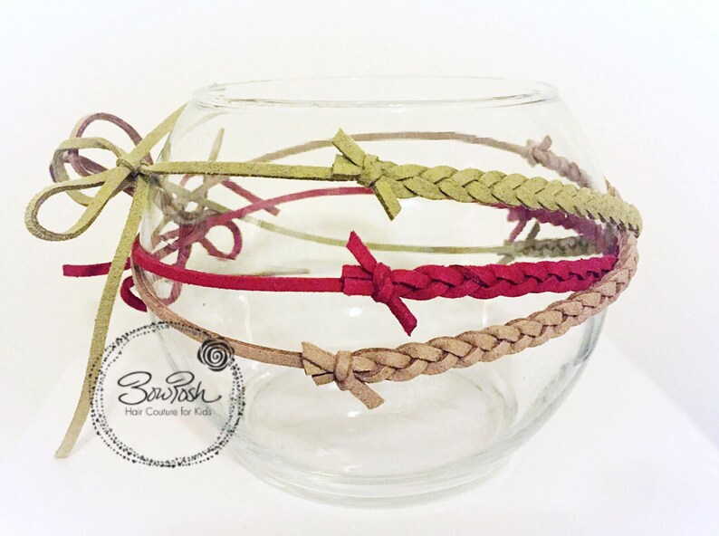 braided headbands newborn headband braid suede headband Deena- suede tie back headbands baby headband suede tieback newborn photo prop