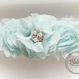 Minty Mint headband, Easter headband, Spring headband, shabby flower headband, mint flower headband, flower girl headband, lace headband image 2