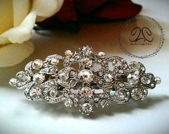 Brooklynn- Small bridal hair clip, flower girl clip, rhinestone hair clip, formal event hair clip, wedding hair clip, crystal hair clip