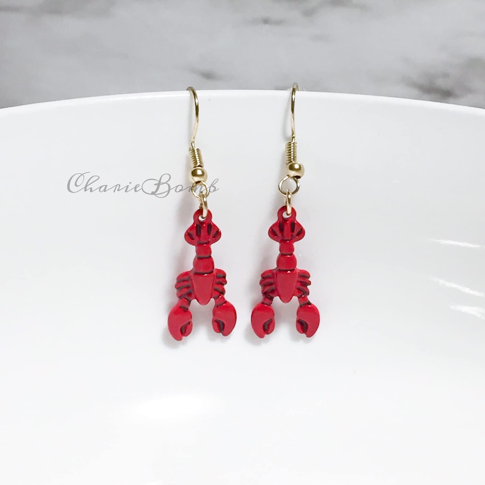 Lobster Earrings Red Lobster Earrings Red Lobsters Lobster Etsy