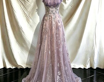 Lavendel galajurk, terug naar school galajurk, gelaagde tule prinsessenjurk, grillige tuinfeestkleding, romantisch cadeau voor haar