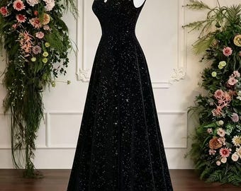 Black Sequin Dress | Elegant Minimal Style | Gift for Her