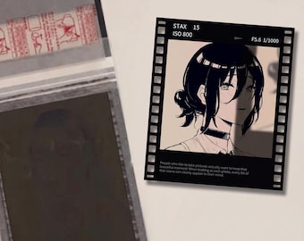 Lámina artística personalizada con diseño de tira de película de anime - Póster retro japonés con estética de chica manga - Regalo fotográfico de estilo cine vintage para otakus - Decoración de pared nostálgica