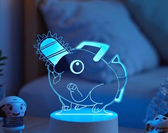 Pochita 3D LED Night Light, Chainsaw Man Anime Lamp, Cute Pochita Desk Decor for Gaming Room, Manga Fan Gift, Color ChangingAcrylicTableLamp