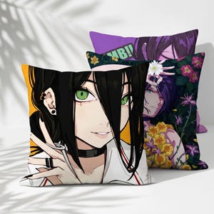 Reze Chainsaw Man Kissenbezug - Ästhetisches Blumen Anime Dekor - Manga Liebhaber Geschenk - Dekorativer Kissenbezug für die Couch