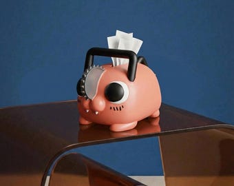 Pochita Tissue Box - Chainsaw Man Inspired Cute Dog Tissue Holder - Anime Room Decor - Gift for Manga Fans - Kawaii Desktop Accessory