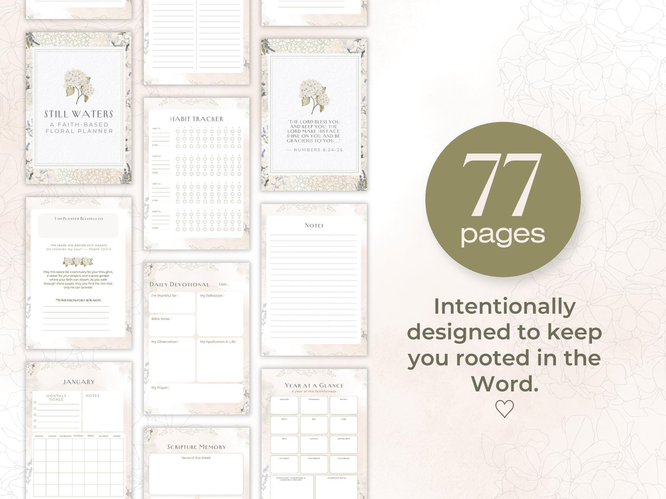 Faith Planner Printable | Christian Devotional Journal | Undated 77 ...
