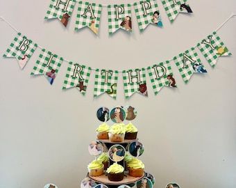 Little Bear Birthday Garland | Paper Garland | Gingham Party Decoration
