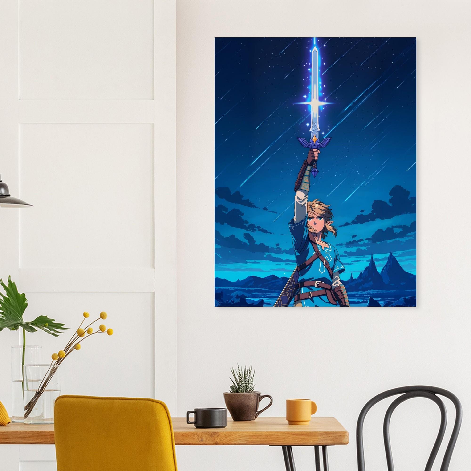 Link Rection Poster Legend of Zelda Poster | Link & Master Sword Wall Art | Hyrule Fantasy ...