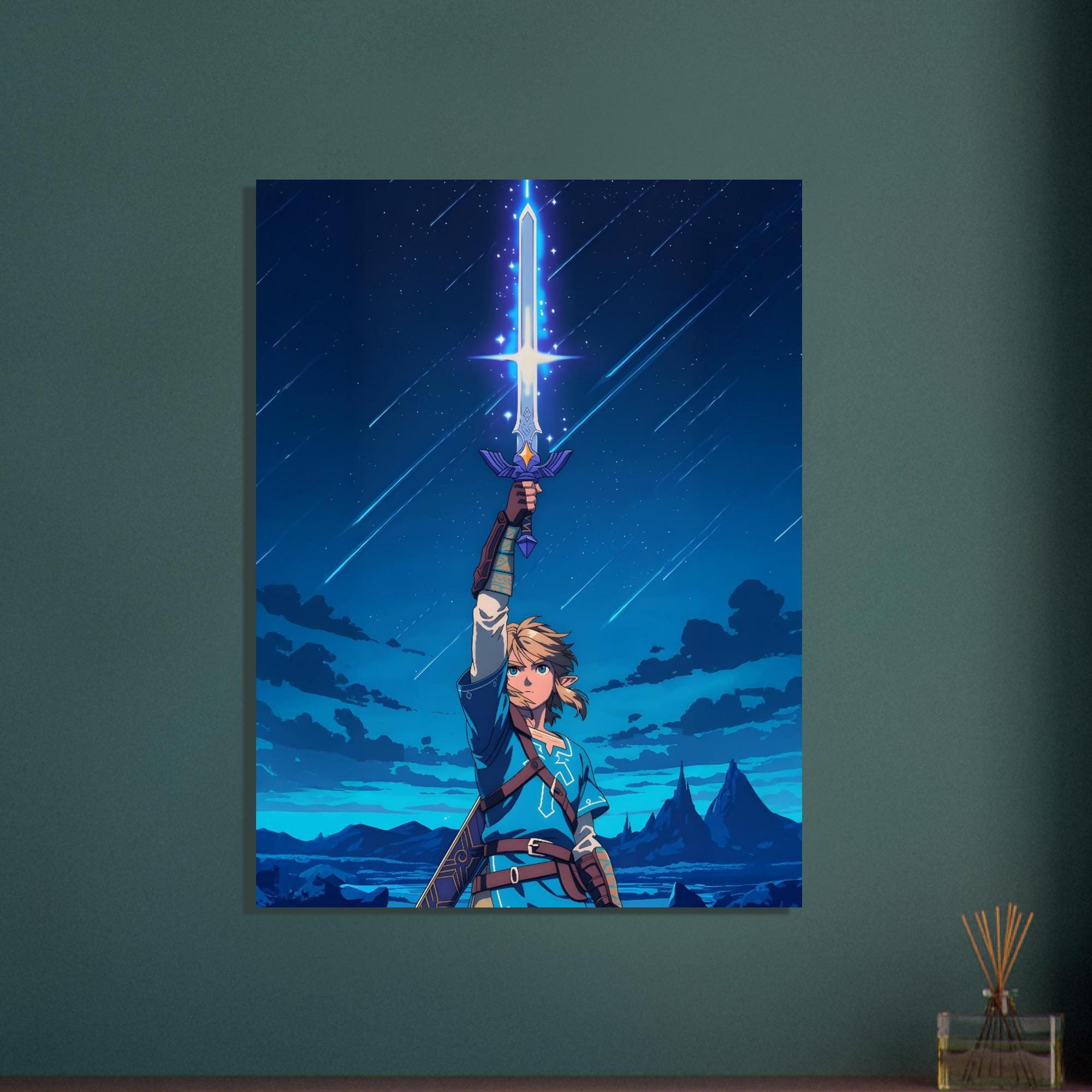Link Rection Poster Legend of Zelda Poster | Link & Master Sword Wall Art | Hyrule Fantasy ...