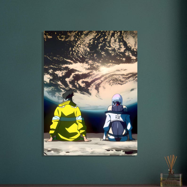 Cyberpunk Edgerunners Poster, Anime Sci Fi Wall Art, Moon Scene Print, Futuristic Anime Decor, Cyberpunk Room Poster image 3
