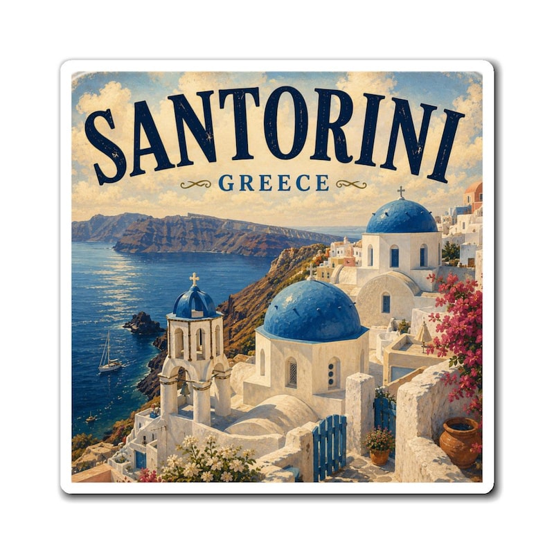 Santorini Fridge Magnets - Etsy