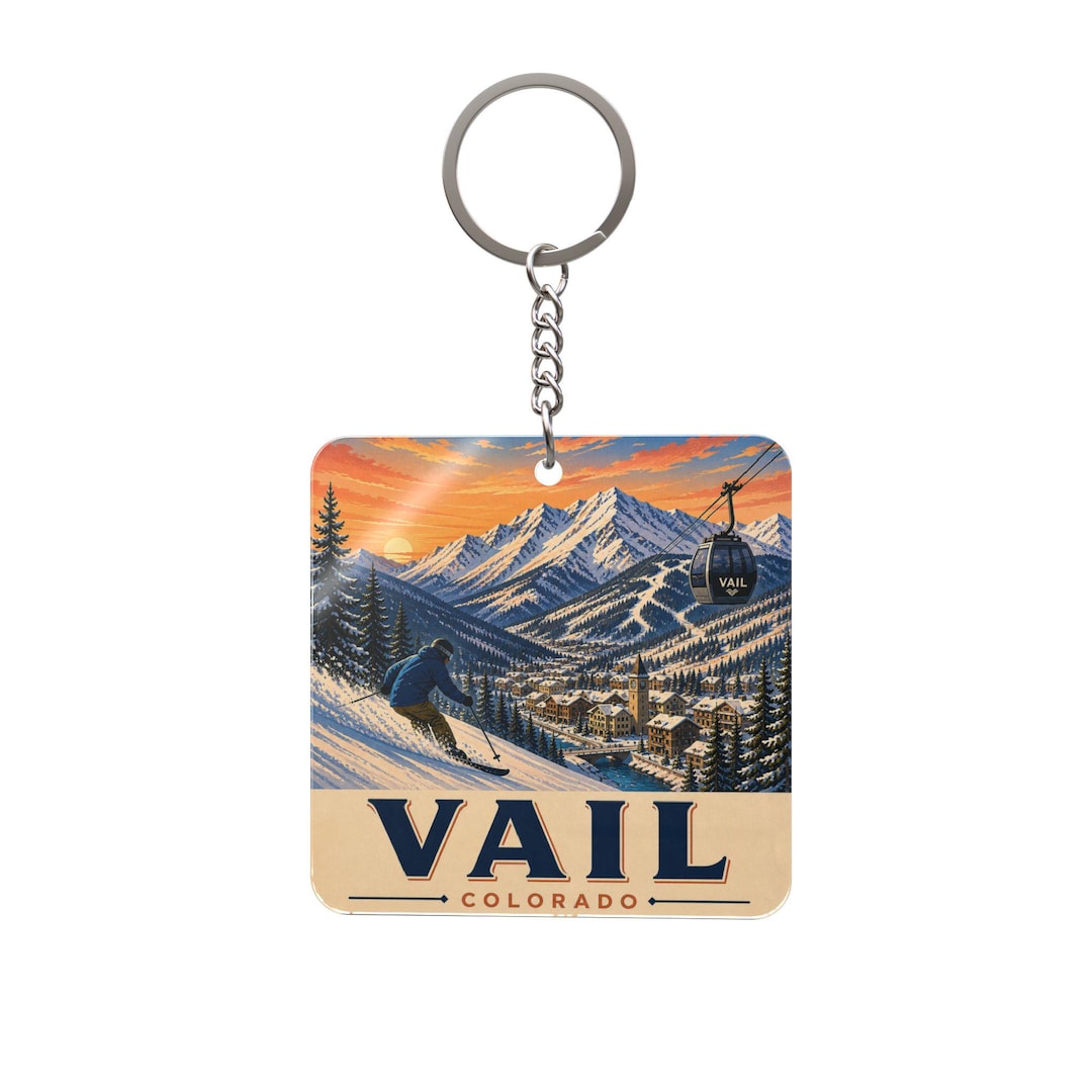 Vail Keychain Vail Colorado Square Keychain | Souvenir - Etsy