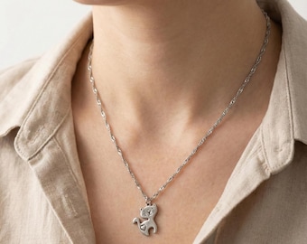Cat Charm Necklace Minimalist Animal Pendant Stainless Steel Chain Pet Lover Gift