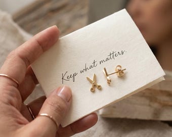Scissors Stud Earrings, Gold Stainless Steel Minimalist Gift for Maker, Meaningful Jewelry