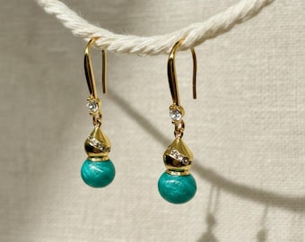 Prosperity Wu Lou Crystal Gold Drop Earrings | Feng Shui Gourd Dangle Jewelry | Cultural Accessory