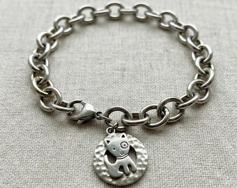 Stainless Steel Dog Charm Bracelet | Minimalist Puppy Lover Jewelry | Everyday Wear